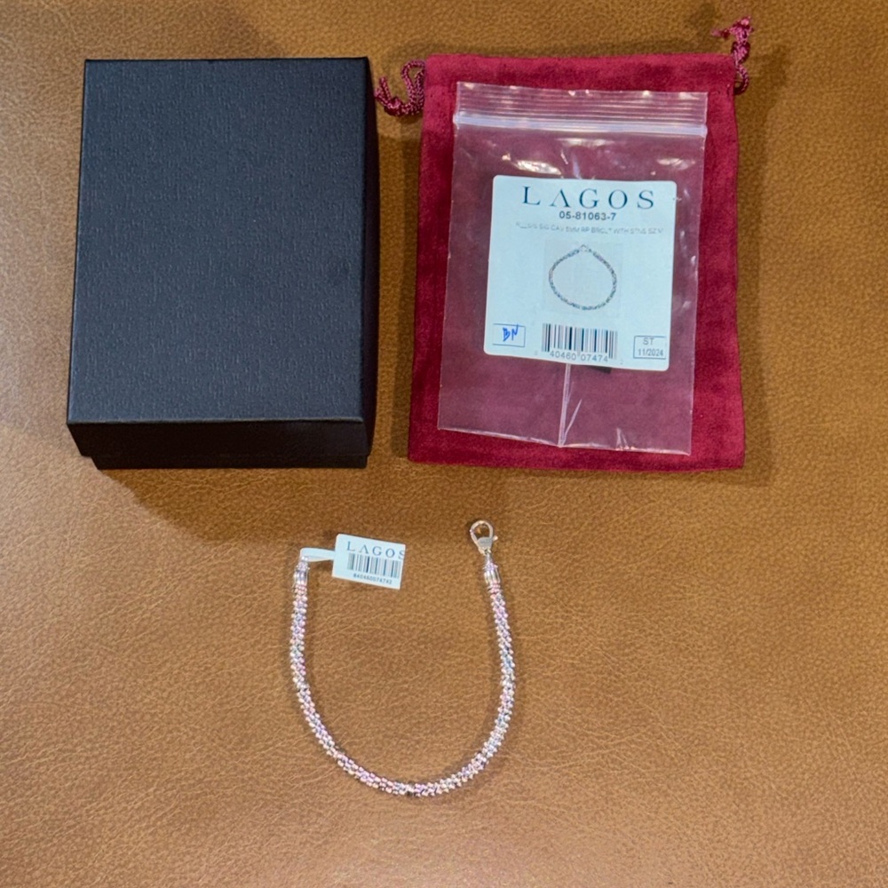 Lagos Caviar Sterling Silver 5 Station Rope Bracelet 05-81063 Med 7 6.75” NWT